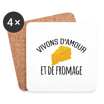 Vivons d'amour et de fromage - Dessous de verre (lot de 4) - blanc - Devant