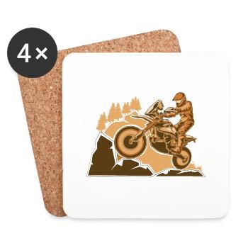 Enduro Motorrad Adventure - Untersetzer (4er-Set) - Weiß - Vorne