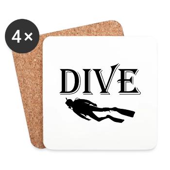 Diving Dive tauchen - Untersetzer (4er-Set) - Weiß - Vorne