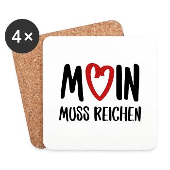 Moin muss reichen Norddeutschland Plattdeutsch - Untersetzer (4er-Set) - Weiß - Vorne