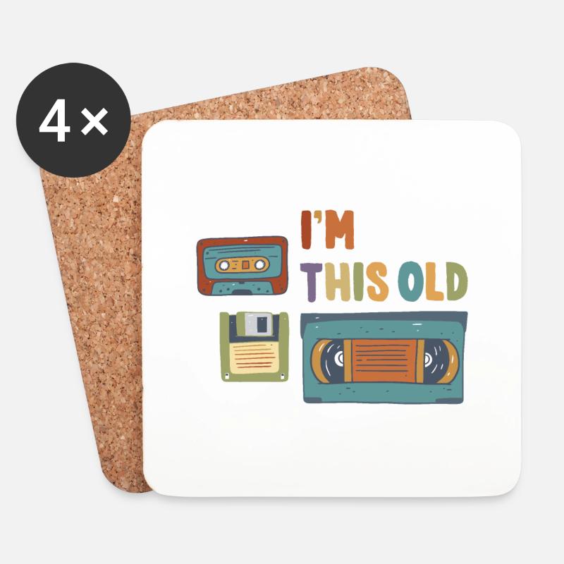 I'm This Old Vintage Retro 80er 90er Kassette - Untersetzer (4er-Set) - Weiß