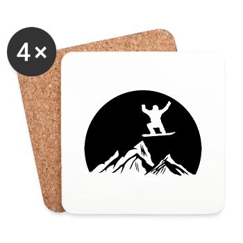 Snowboard Snowboarder - Dessous de verre (lot de 4) - blanc - Devant