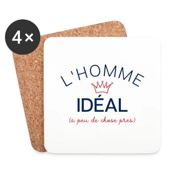 homme ideal à peu de chose prés - Dessous de verre (lot de 4) - blanc - Devant