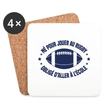 Joueur De Rugby Rigolo Rugby Ballon Humour - Dessous de verre (lot de 4) - blanc - Devant
