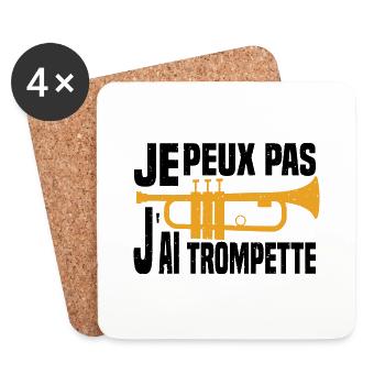Je Peux Pas J'ai Trompette Pour Trompettiste - Dessous de verre (lot de 4) - blanc - Devant