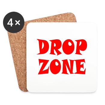 DROP ZONE - Fallschirmspringer! - Untersetzer (4er-Set) - Weiß - Vorne