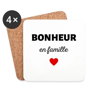 bonheur en famille - Dessous de verre (lot de 4) - blanc - Devant