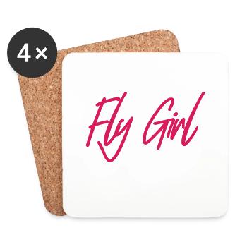 Pilote d’aviation Fly Girl - Dessous de verre (lot de 4) - blanc - Devant