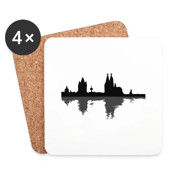L’horizon de Cologne avec réflexion - Dessous de verre (lot de 4) - blanc - Devant