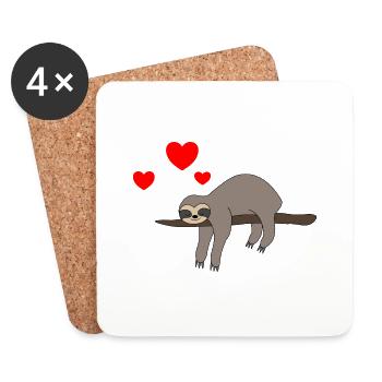 Sloth Valentine's Day 2 - Coasters (set of 4) - white - Front