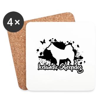 CHIEN DE BERGER ISLANDAIS Race de chien Chien Chiens Wilsigns - Dessous de verre (lot de 4) - blanc - Devant