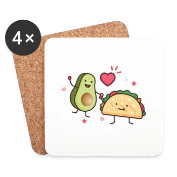 Avocado Taco Liebe Mexikanisch Geschenk 005-022 - Untersetzer (4er-Set) - Weiß - Vorne