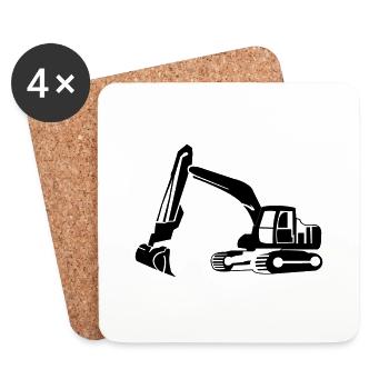 Excavator - Coasters (set of 4) - white - Front