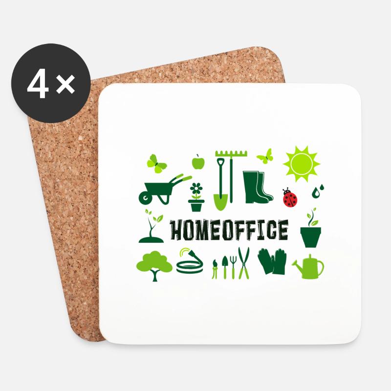 homeoffice im Garten - Untersetzer (4er-Set) - Weiß