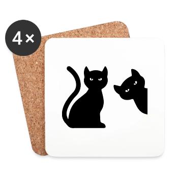 Cat Katze - Coasters (set of 4) - white - Front