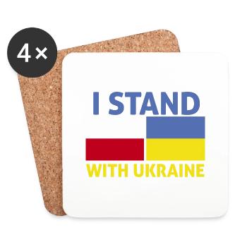 Je suis avec le drapeau ukrainien de la Pologne - Dessous de verre (lot de 4) - blanc - Devant