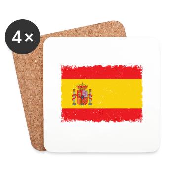 Flagge Spanien Grunge - Untersetzer (4er-Set) - Weiß - Vorne