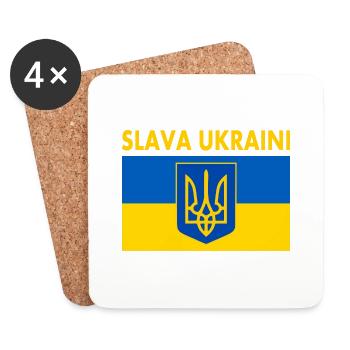 Slava ukraini - Untersetzer (4er-Set) - Weiß - Vorne
