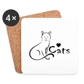 Cat Katze - Untersetzer (4er-Set) - Weiß - Vorne