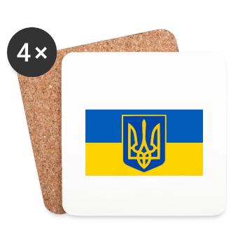 Slava ukraini - Untersetzer (4er-Set) - Weiß - Vorne