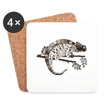 Caméléon - Dessous de verre (lot de 4) - blanc - Devant