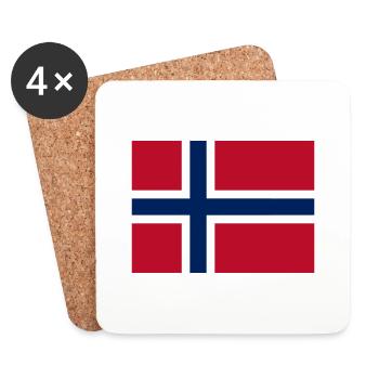 Drapeau Norvège / Norway flag - Dessous de verre (lot de 4) - blanc - Devant