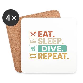 Eat Sleep Dive Repeat - Coasters (set of 4) - white - Front