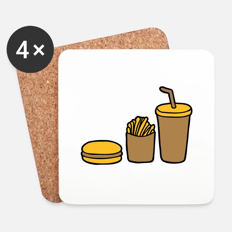 Burger Pommes Cola - Untersetzer (4er-Set) - Weiß