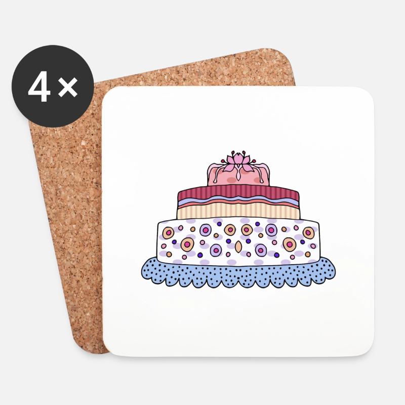 Kuchen - Untersetzer (4er-Set) - Weiß
