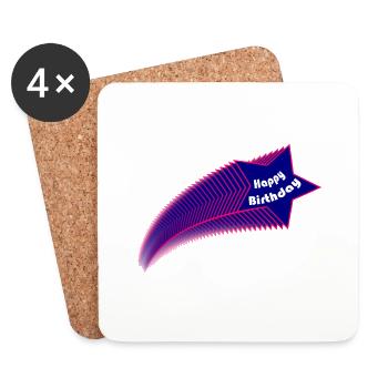 ANNIVERSARY. HAPPY BIRTHDAY. HAPPY BIRTHDAY. - Coasters (set of 4) - white - Front