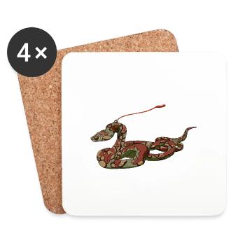 Boa constrictor en laisse dans un style comique - Dessous de verre (lot de 4) - blanc - Devant