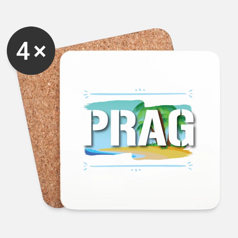 Prag - Untersetzer (4er-Set) - Weiß