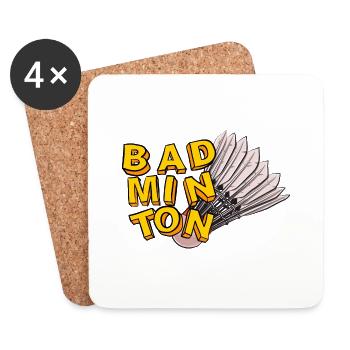 style badminton et volant dessinés à la main - Dessous de verre (lot de 4) - blanc - Devant