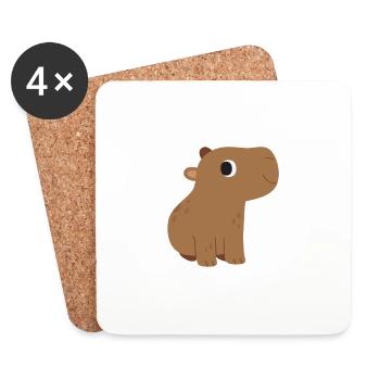 Hippo, Hippopotamus - Coasters (set of 4) - white - Front