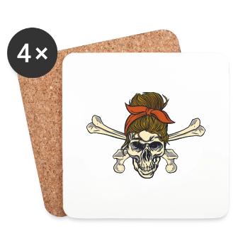 Frau Skull stilvolle Frau Skull stilvolle Geschenk - Untersetzer (4er-Set) - Weiß - Vorne