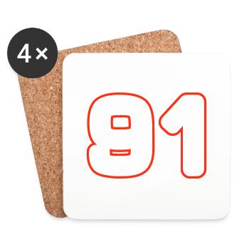 91 Number Symbol - Coasters (set of 4) - white - Front
