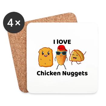 Chicken Nuggets Fast Food Funny Saying - Coasters (set of 4) - white - Front