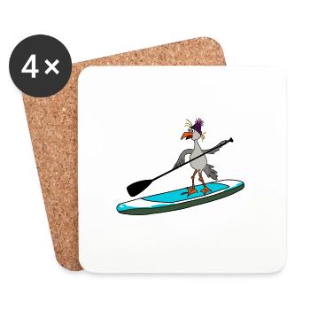 Möwe auf dem Stand up paddle - Untersetzer (4er-Set) - Weiß - Vorne