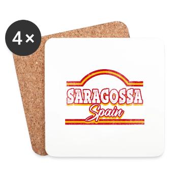 Saragossa Spanien Stadt Schrift Vintage Retro - Untersetzer (4er-Set) - Weiß - Vorne