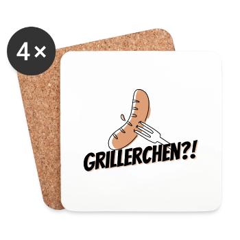 Grillerchen?! - Untersetzer (4er-Set) - Weiß - Vorne