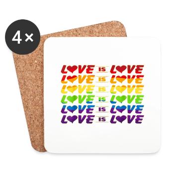 Love is Love Regenbogen LGBTQ Queer - Untersetzer (4er-Set) - Weiß - Vorne