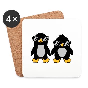 2 Sonnenbrille Pinguin Freunde - Untersetzer (4er-Set) - Weiß - Vorne