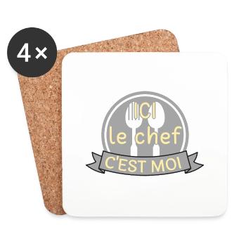 Ici le chef c'est moi - Dessous de verre (lot de 4) - blanc - Devant