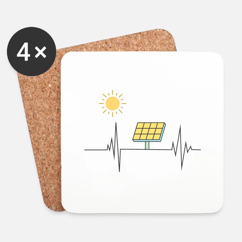 Heartbeat Solarenergie Photovoltaik Solar - Untersetzer (4er-Set) - Weiß