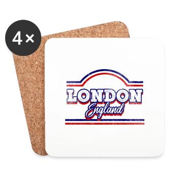 Londres Angleterre Royaume-Uni City Font Vintage Retro - Dessous de verre (lot de 4) - blanc - Devant