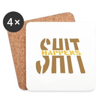Citation Shit happens devise - Dessous de verre (lot de 4) - blanc - Devant
