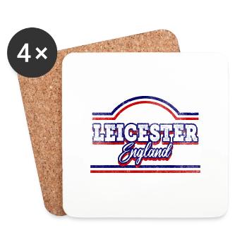 Leicester England UK City Font Vintage Retro - Coasters (set of 4) - white - Front