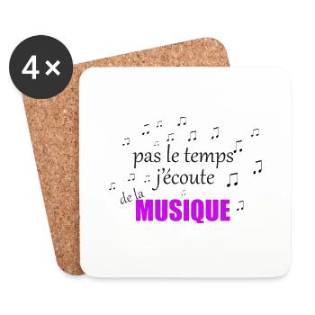pas le temps j'écoute de la musique - Dessous de verre (lot de 4) - blanc - Devant