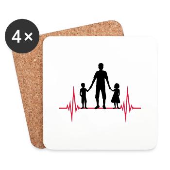 Frequency 2 Children Papa - Coasters (set of 4) - white - Front