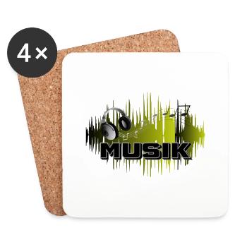 Musik grün Kopfhörer und Noten - Untersetzer (4er-Set) - Weiß - Vorne